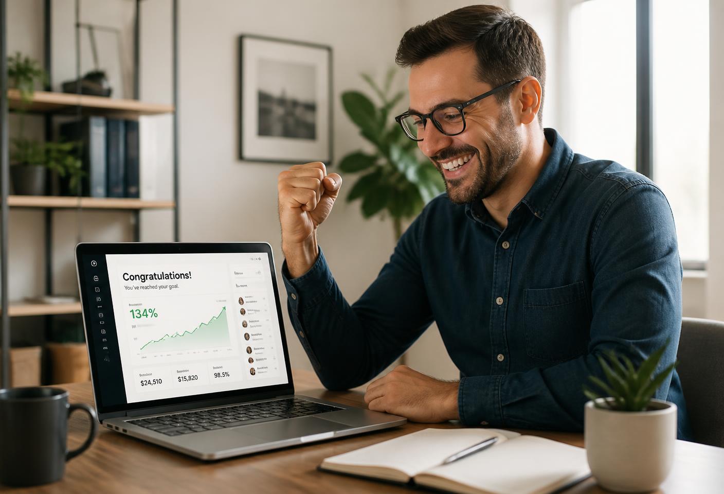 Member celebrating a milestone result